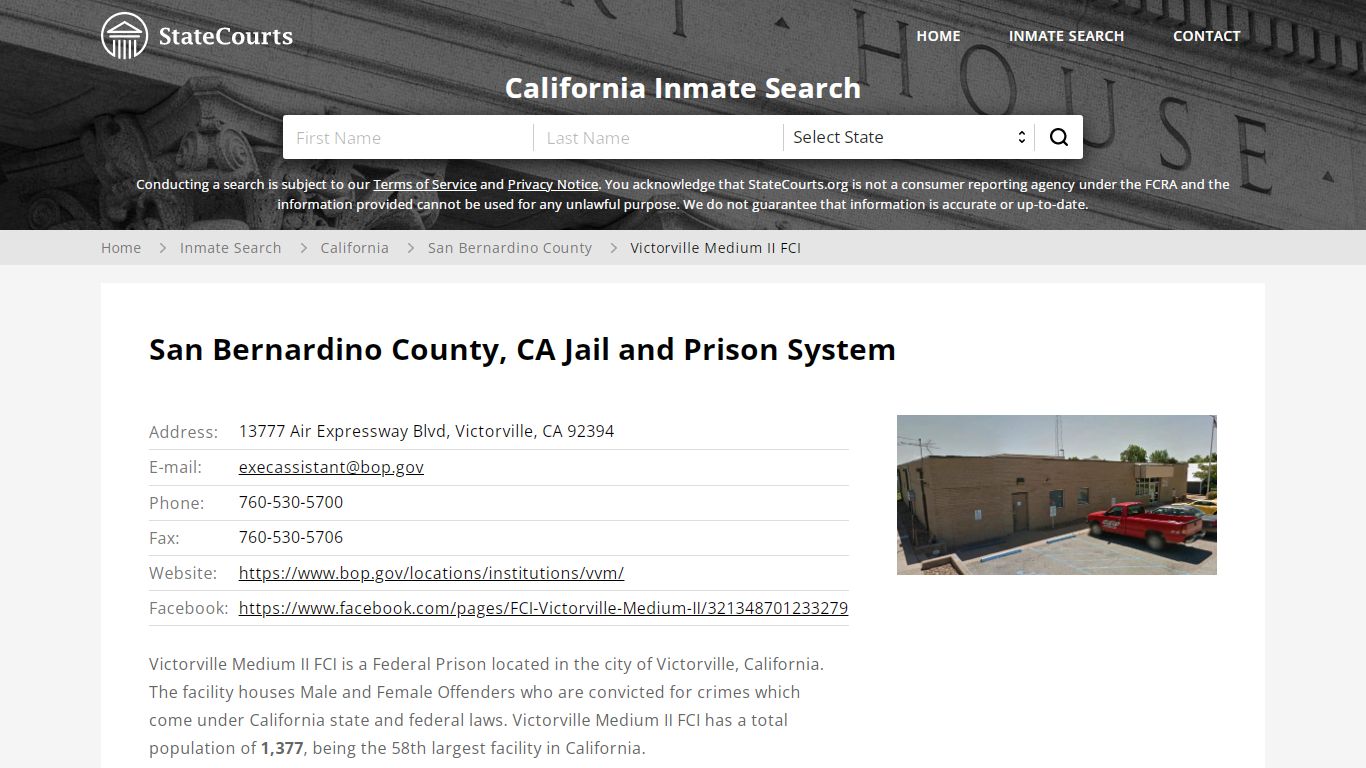 Victorville Medium II FCI Inmate Records Search ...