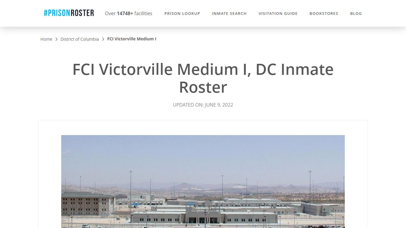 FCI Victorville Medium I, DC Inmate Roster